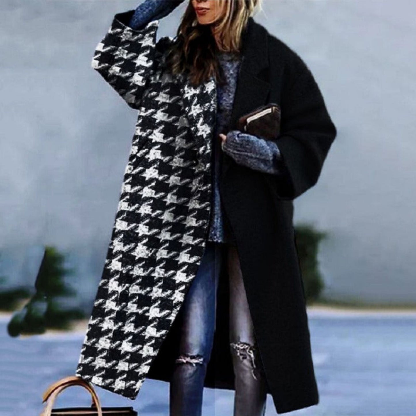 Aafgerda | Dames Lange Jas | Oversized Kleurblok