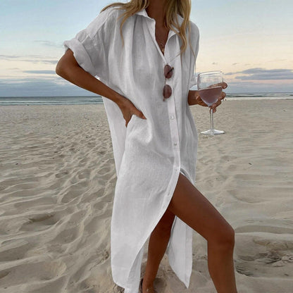 Alberdine | Dames Strandjurk | Button-Up