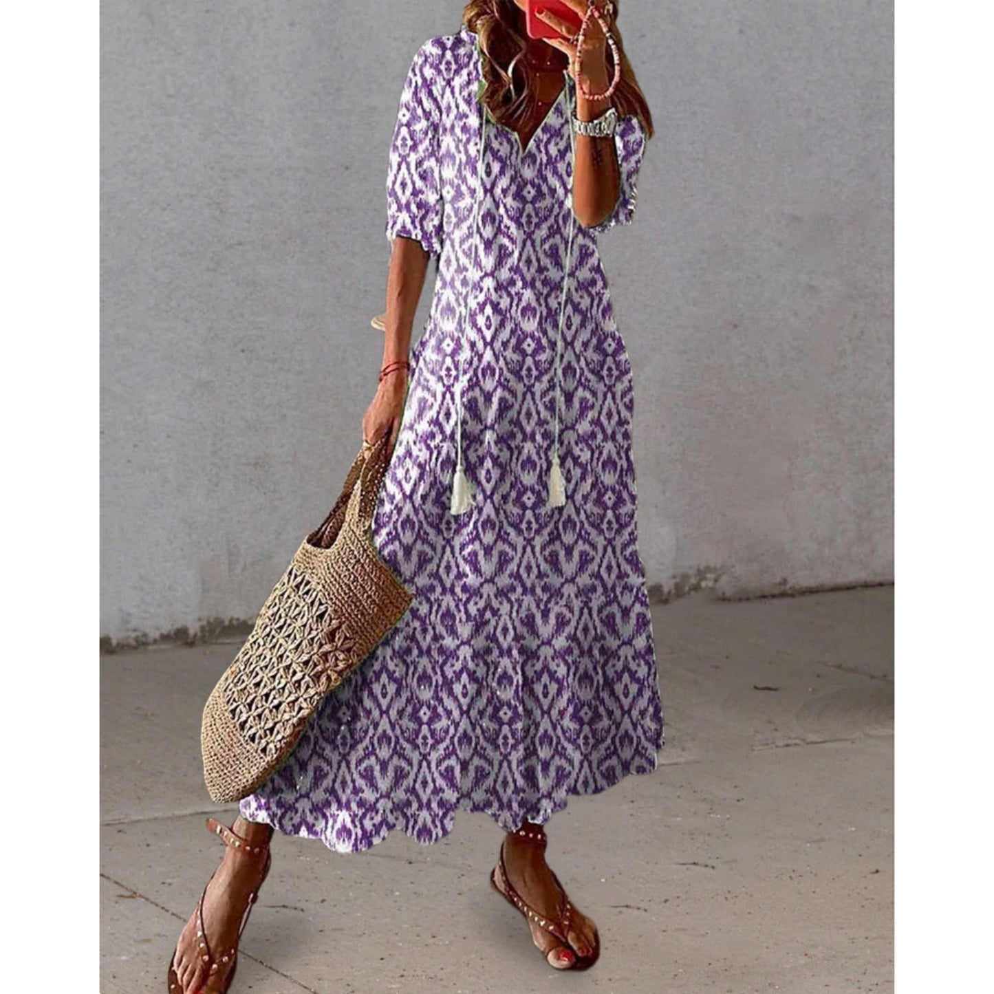Dames Boho Print Jurk | Lange