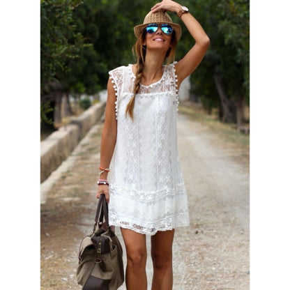 Dames Witte Mini Jurk | Kant