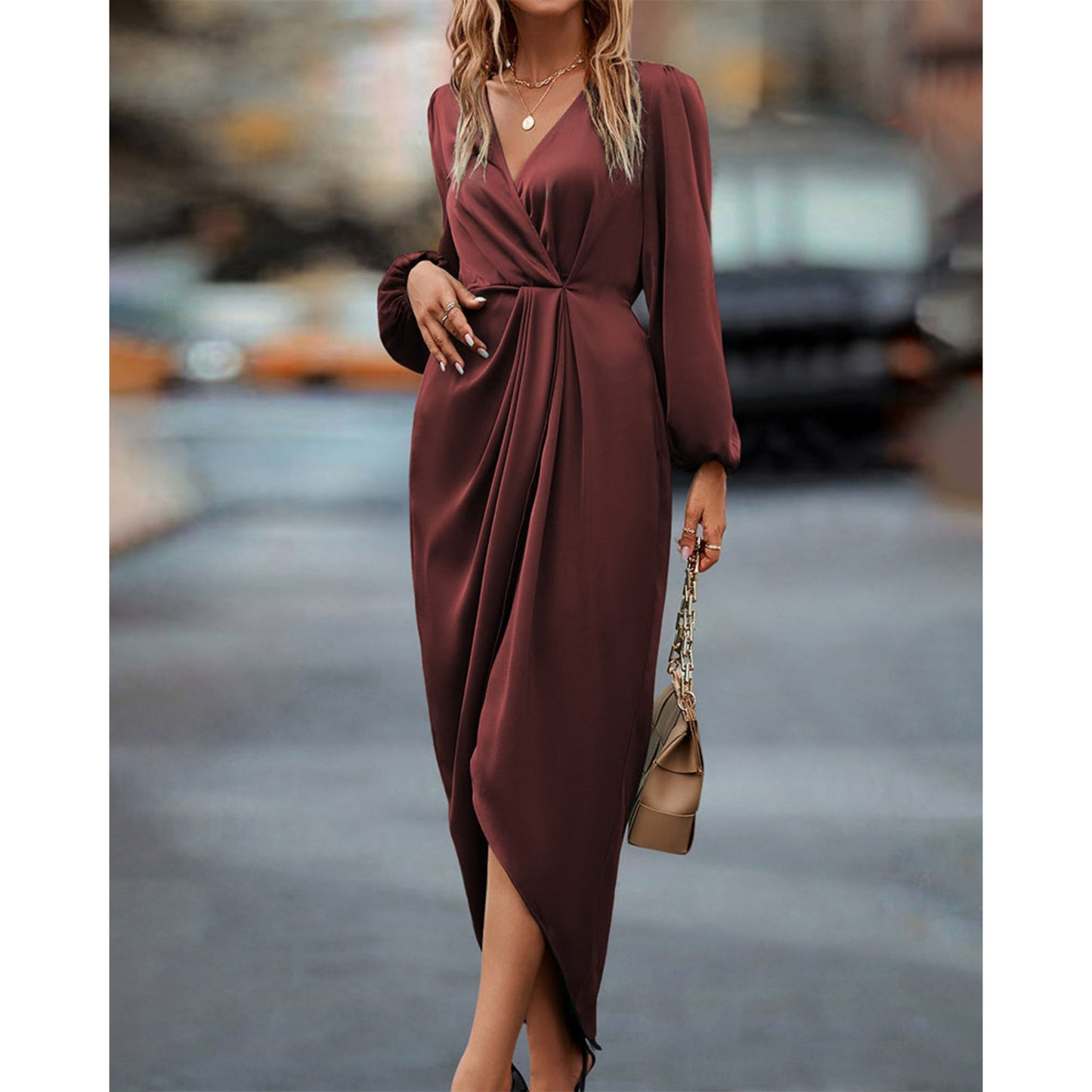 Auberieke | Dames Wikkeljurk | Midi V-Hals