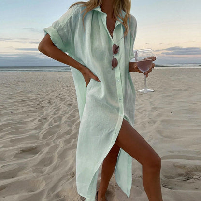 Alberdine | Dames Strandjurk | Button-Up