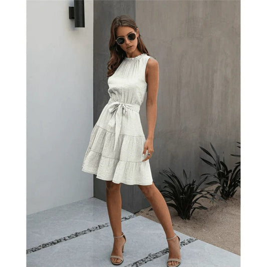 Dames Ibiza Witte Chic Jurk | Kort