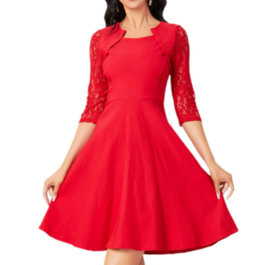 Dagmarette | Dames Midi Jurk | Kanten Mouwen