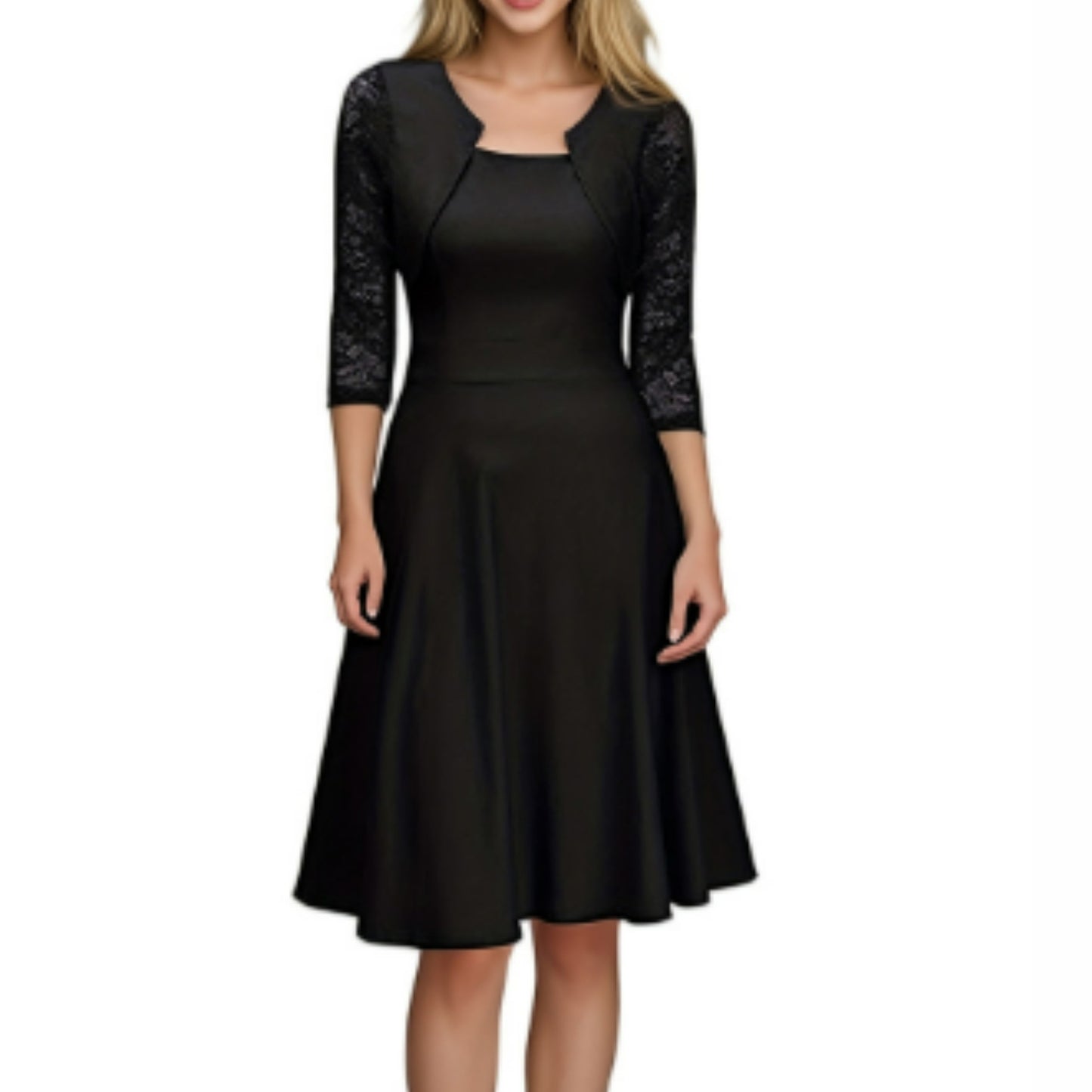 Dagmarette | Dames Midi Jurk | Kanten Mouwen