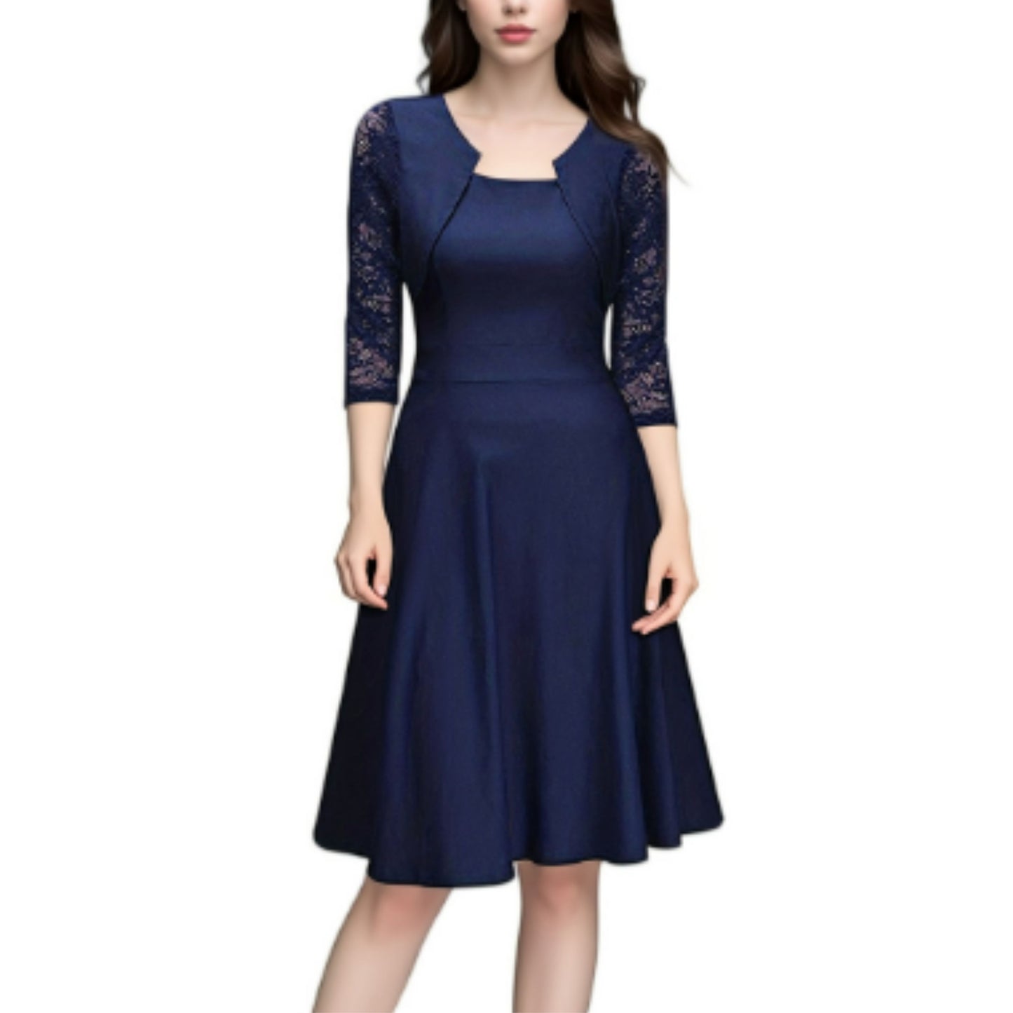 Dagmarette | Dames Midi Jurk | Kanten Mouwen