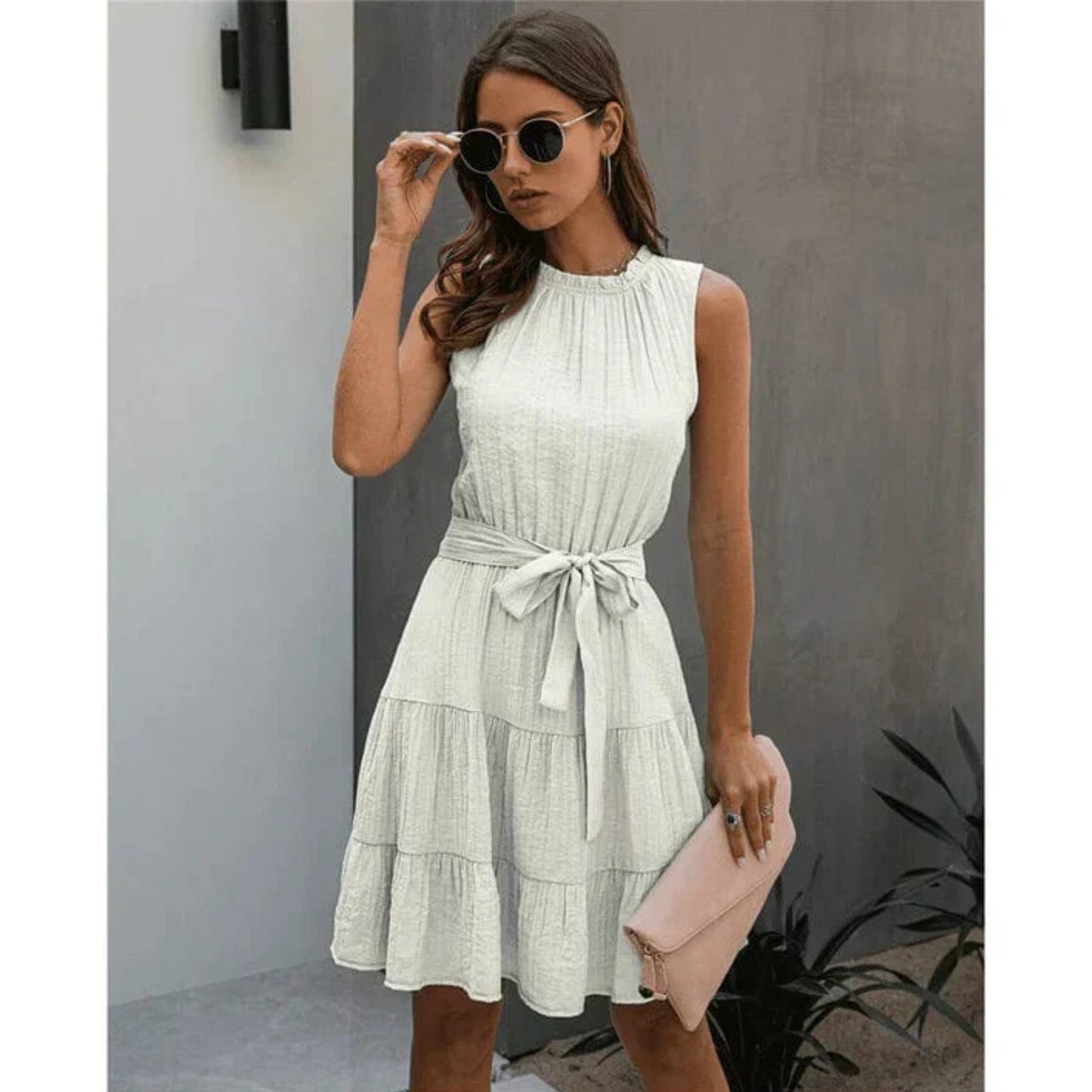 Dames Ibiza Witte Chic Jurk | Kort