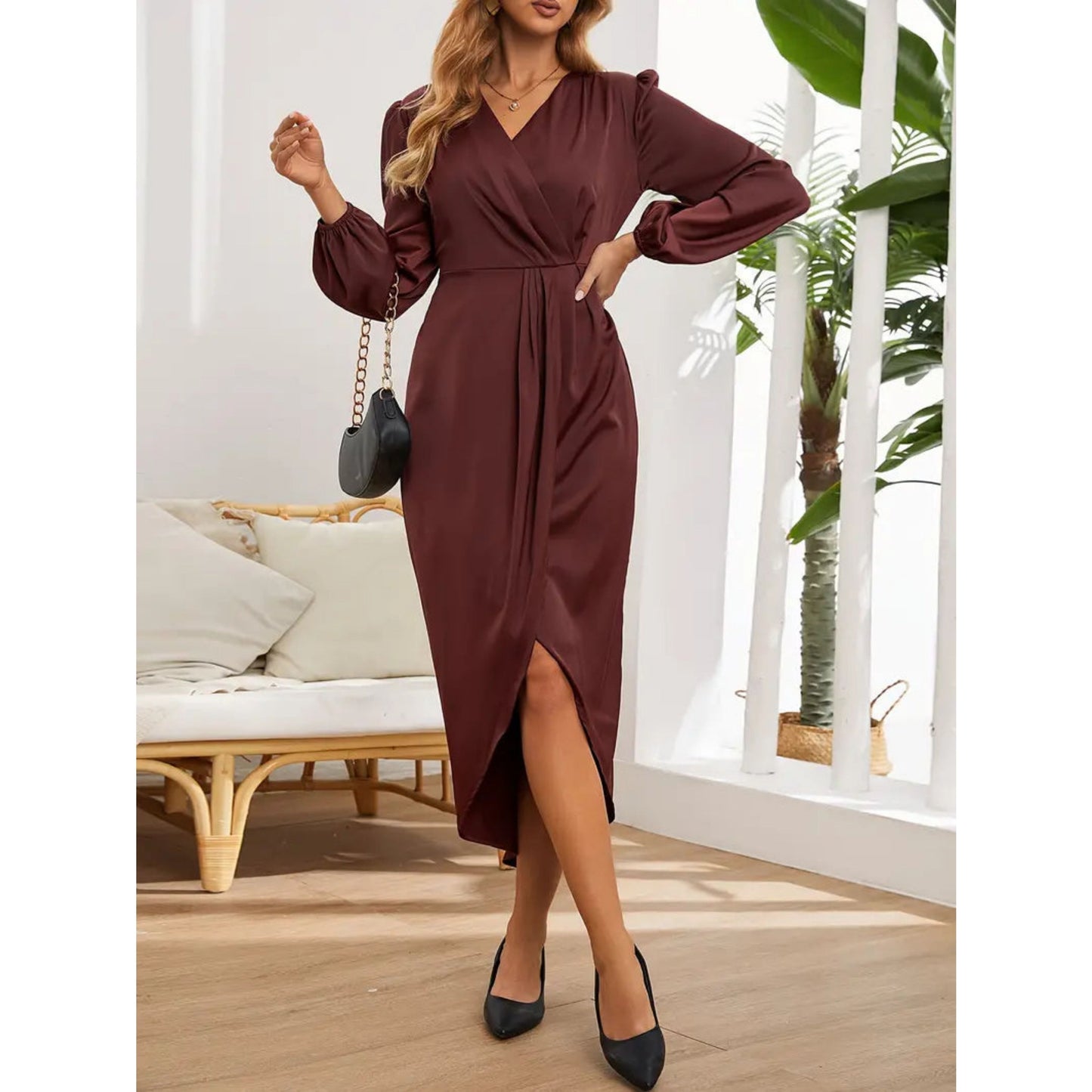Auberieke | Dames Wikkeljurk | Midi V-Hals