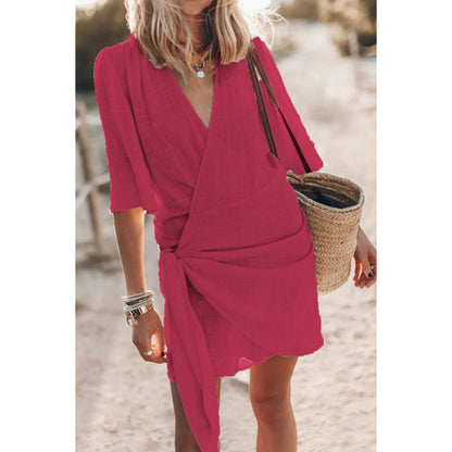 Frederise | Dames Wikkel Jurk | Tailleband Met Strik