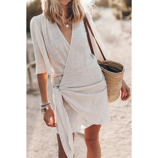 Frederise | Dames Wikkel Jurk | Tailleband Met Strik