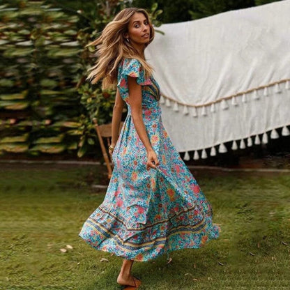 Bergoline | Dames Maxi Jurk | V-Hals Bloemenprint