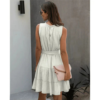 Dames Ibiza Witte Chic Jurk | Kort