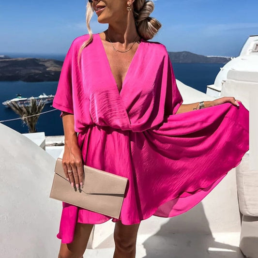 Dames Mini Boho Jurk | V-Hals