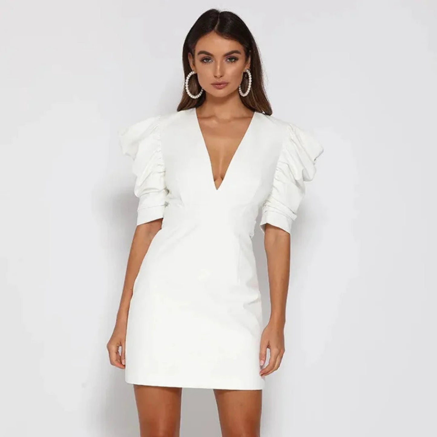 Bergalinde | Dames Mini Jurk | Pofmouwen
