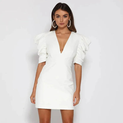 Bergalinde | Dames Mini Jurk | Pofmouwen