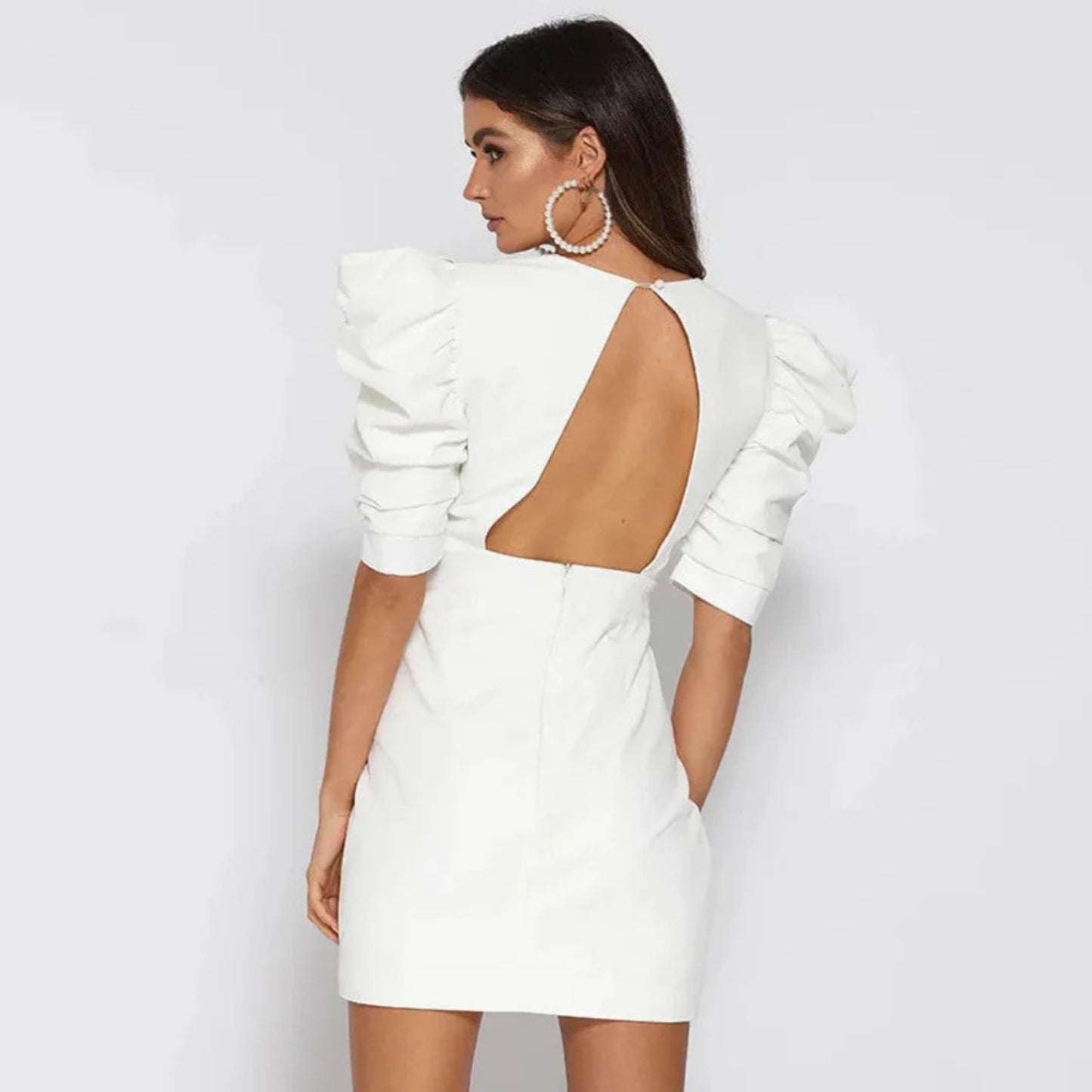 Bergalinde | Dames Mini Jurk | Pofmouwen
