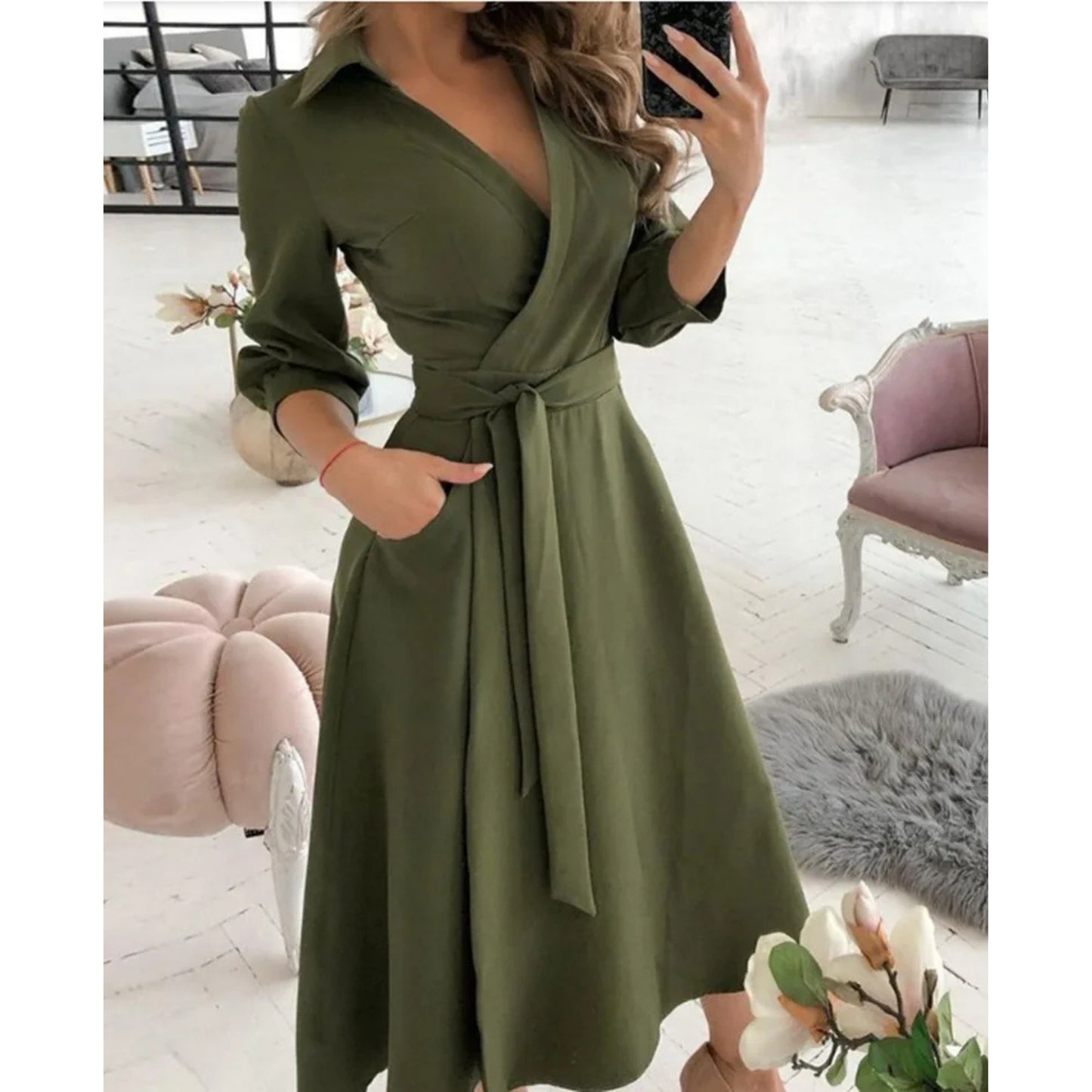 Dames Elegante Jurk | Wikkelontwerp