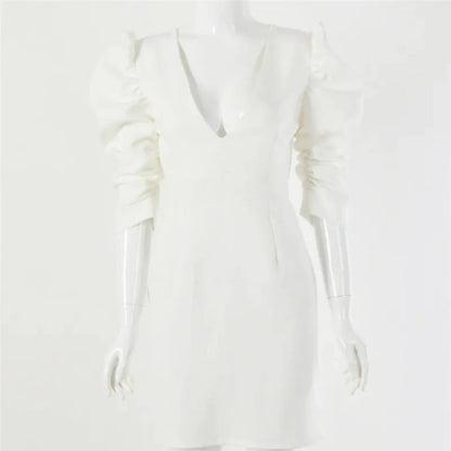 Bergalinde | Dames Mini Jurk | Pofmouwen