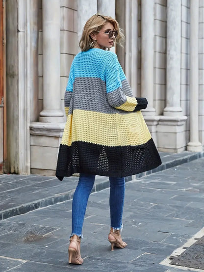 Nena | Lange Kleurblok Cardigan Dames