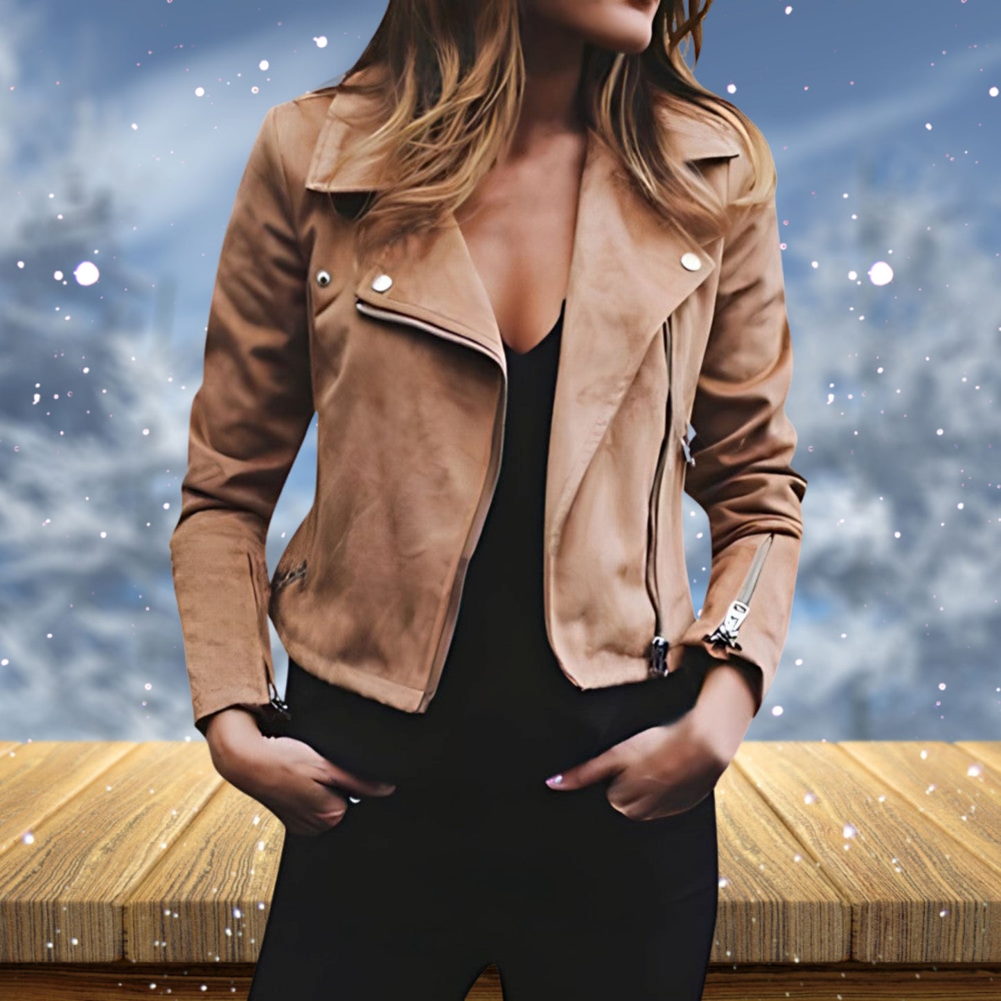 Amelotte | Dames Bikerjack | Rits Detail