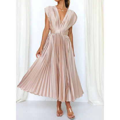 Brechtijna | Dames Maxi Jurk | Geplooide V-Hals