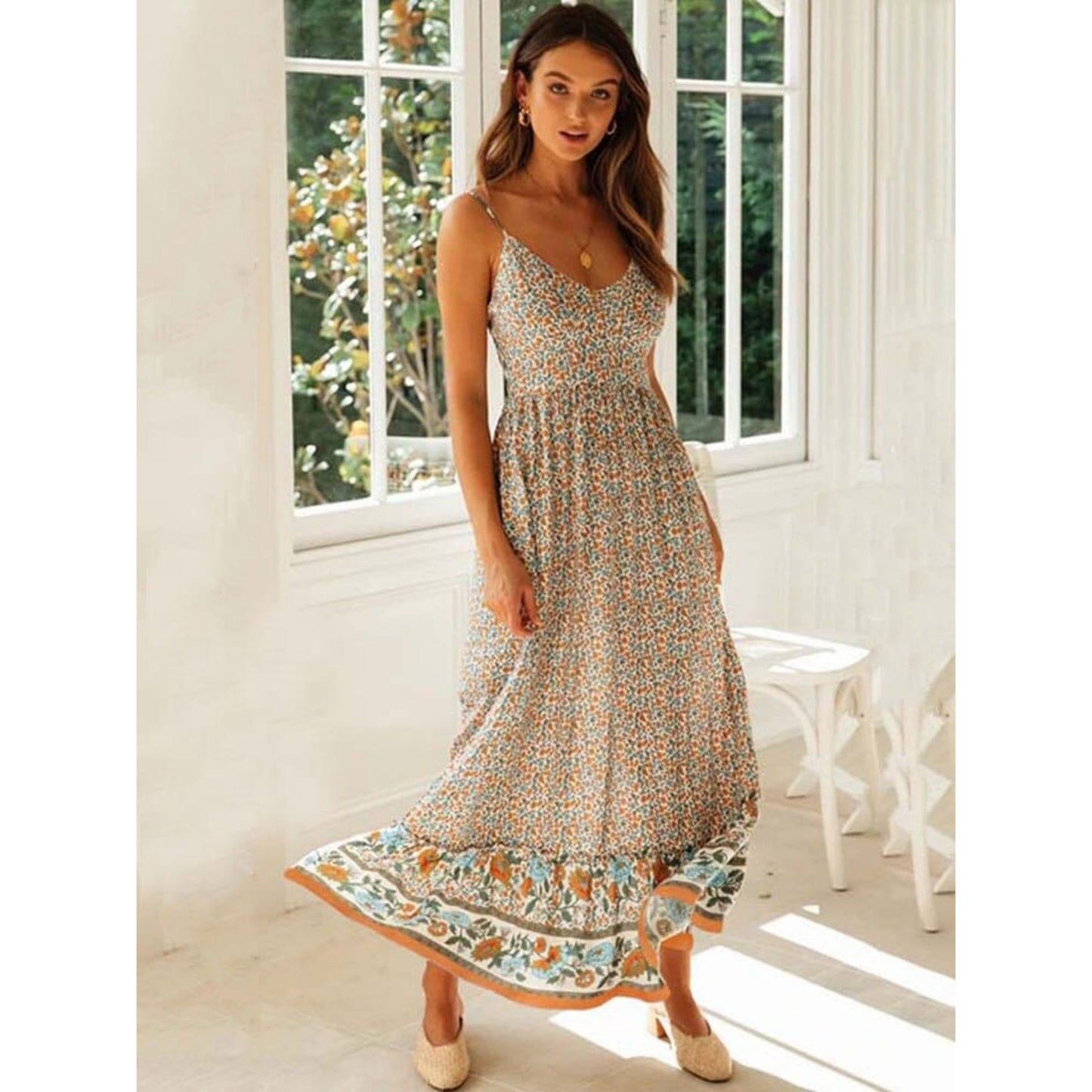 Dames Maxi Jurk | V-Hals