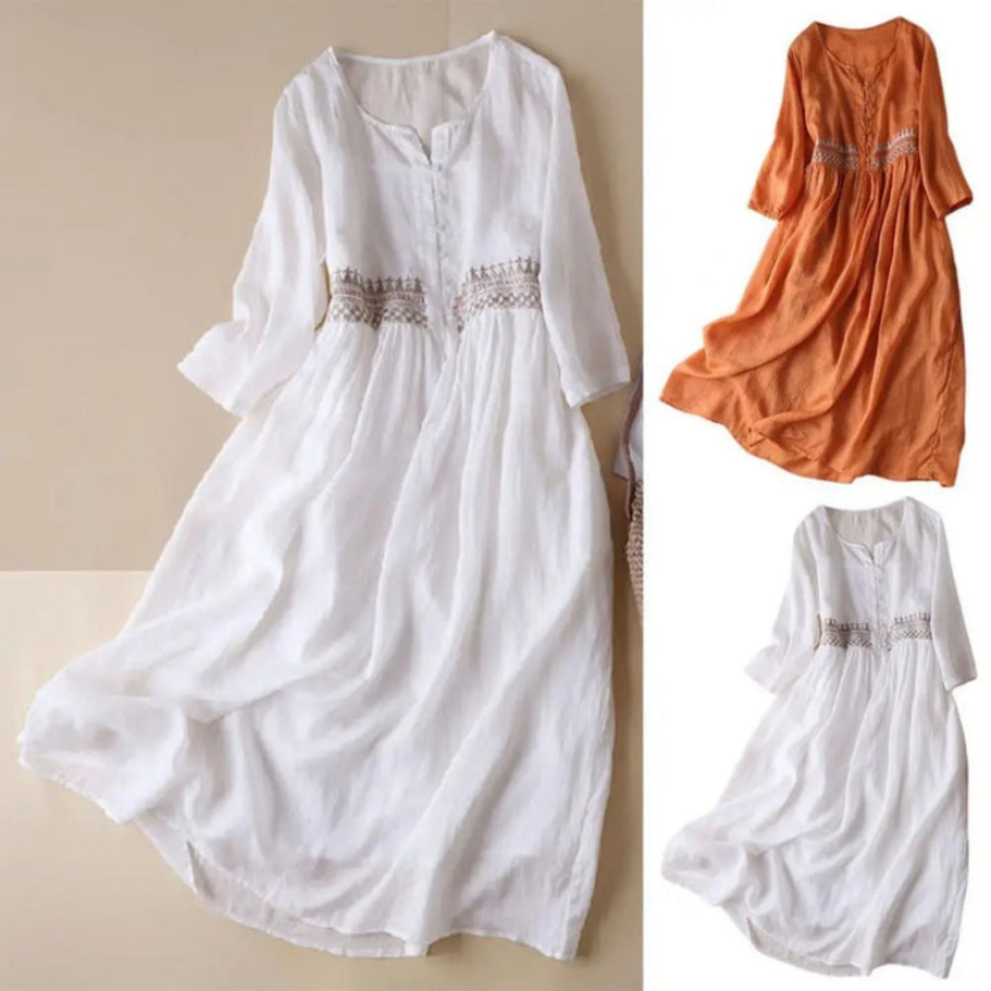 Dames Zomer Vintage Stijl Midi Jurk | Boho