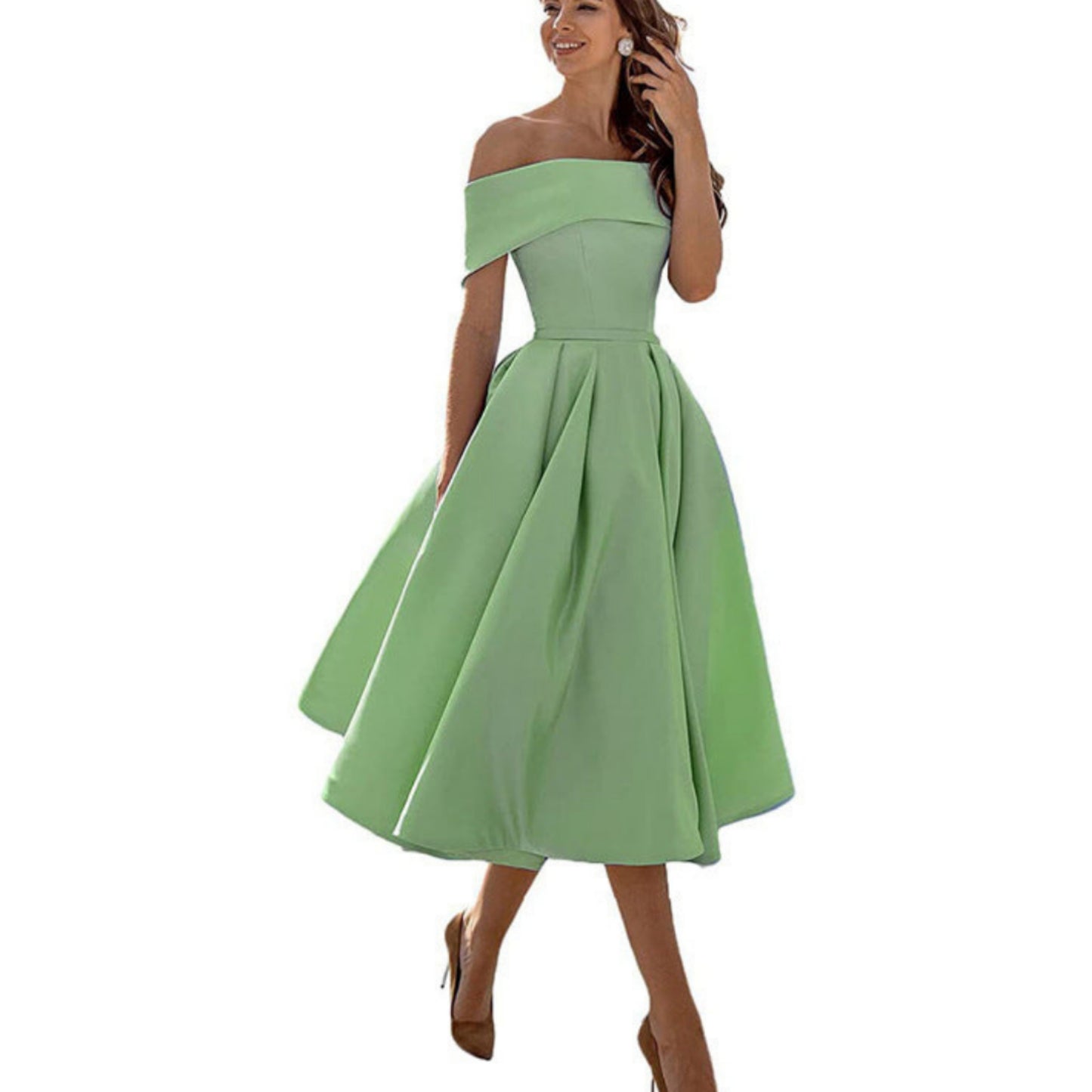Dames Flared Off-Shoulder Jurk | Elegant