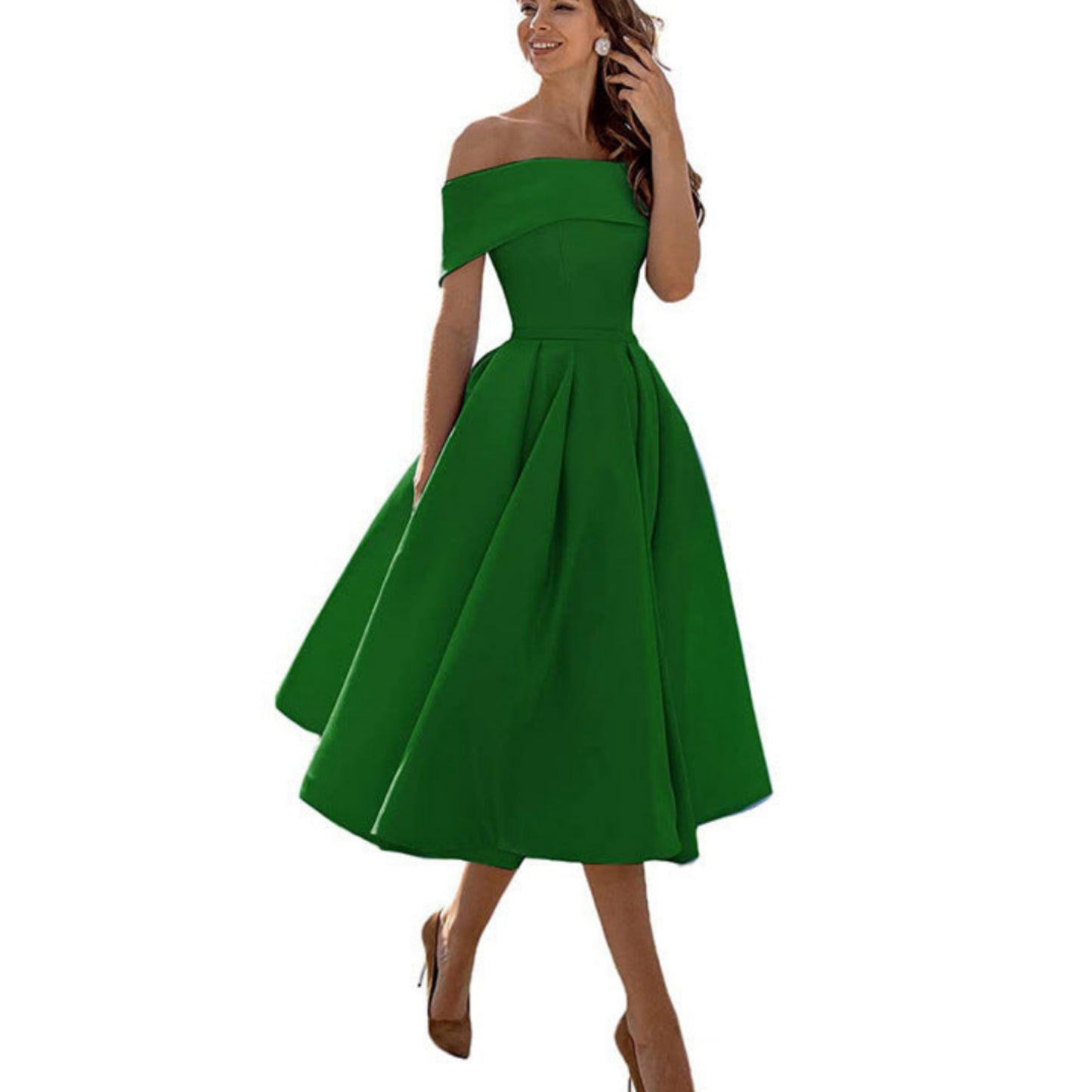 Dames Flared Off-Shoulder Jurk | Elegant