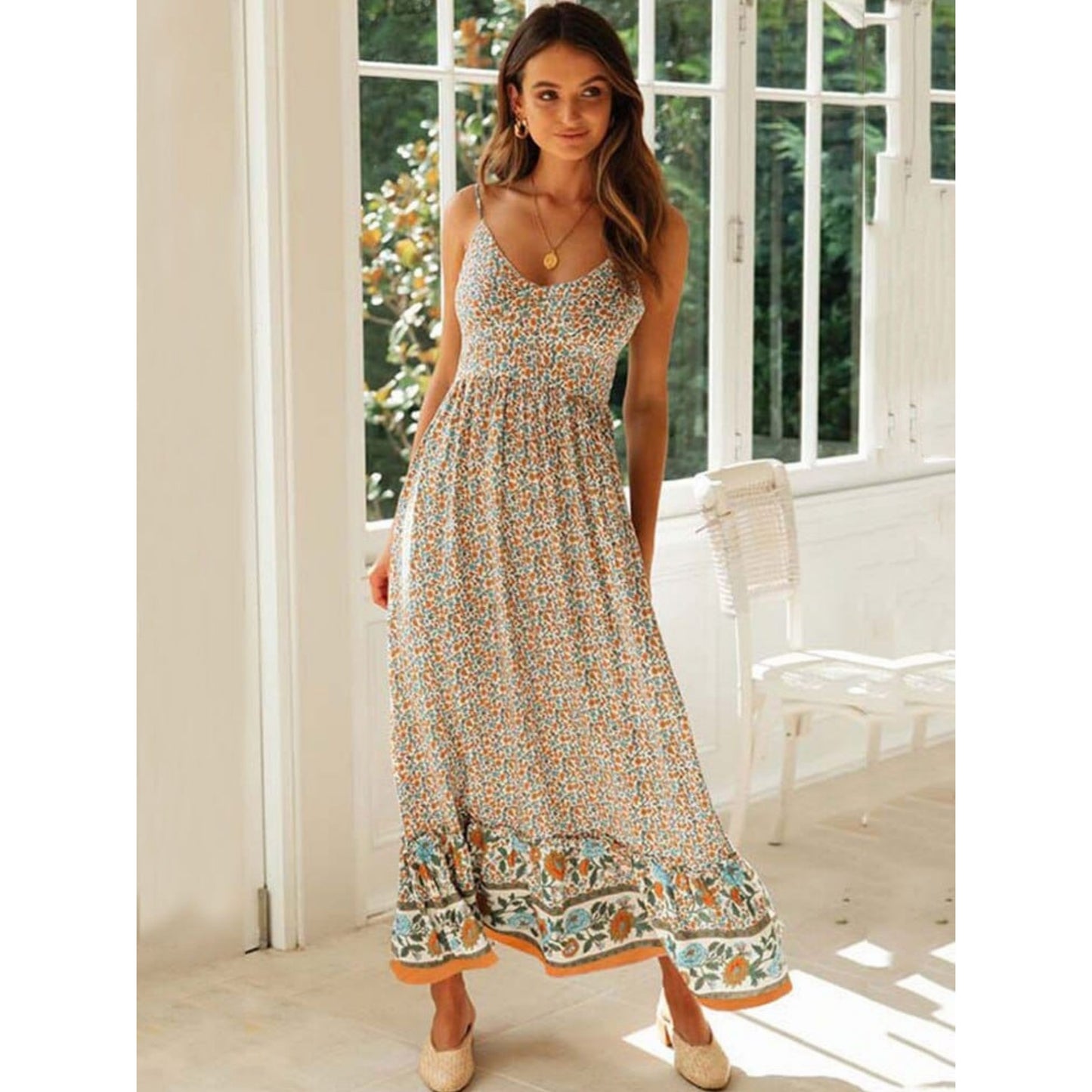 Dames Maxi Jurk | V-Hals