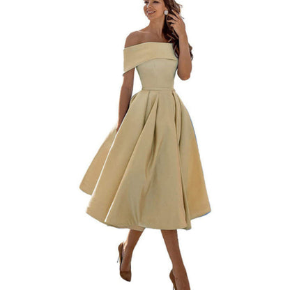 Dames Flared Off-Shoulder Jurk | Elegant