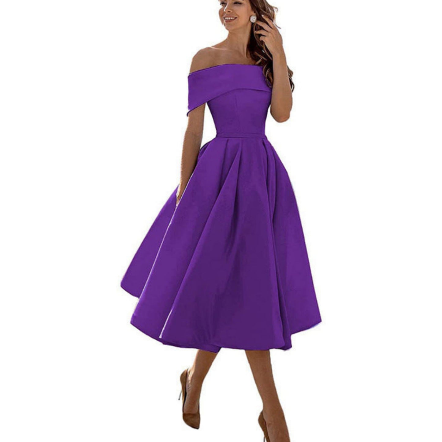Dames Flared Off-Shoulder Jurk | Elegant