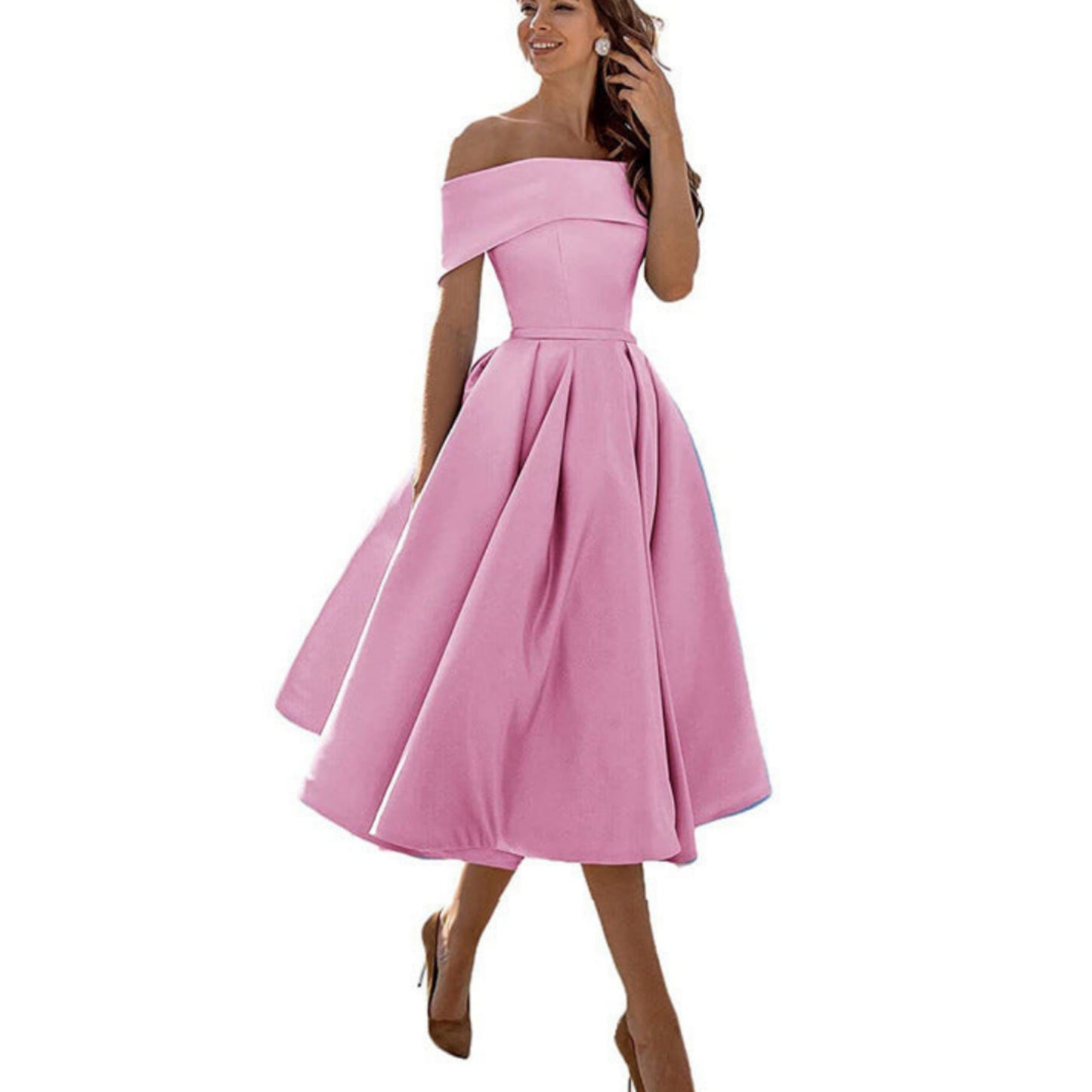 Dames Flared Off-Shoulder Jurk | Elegant