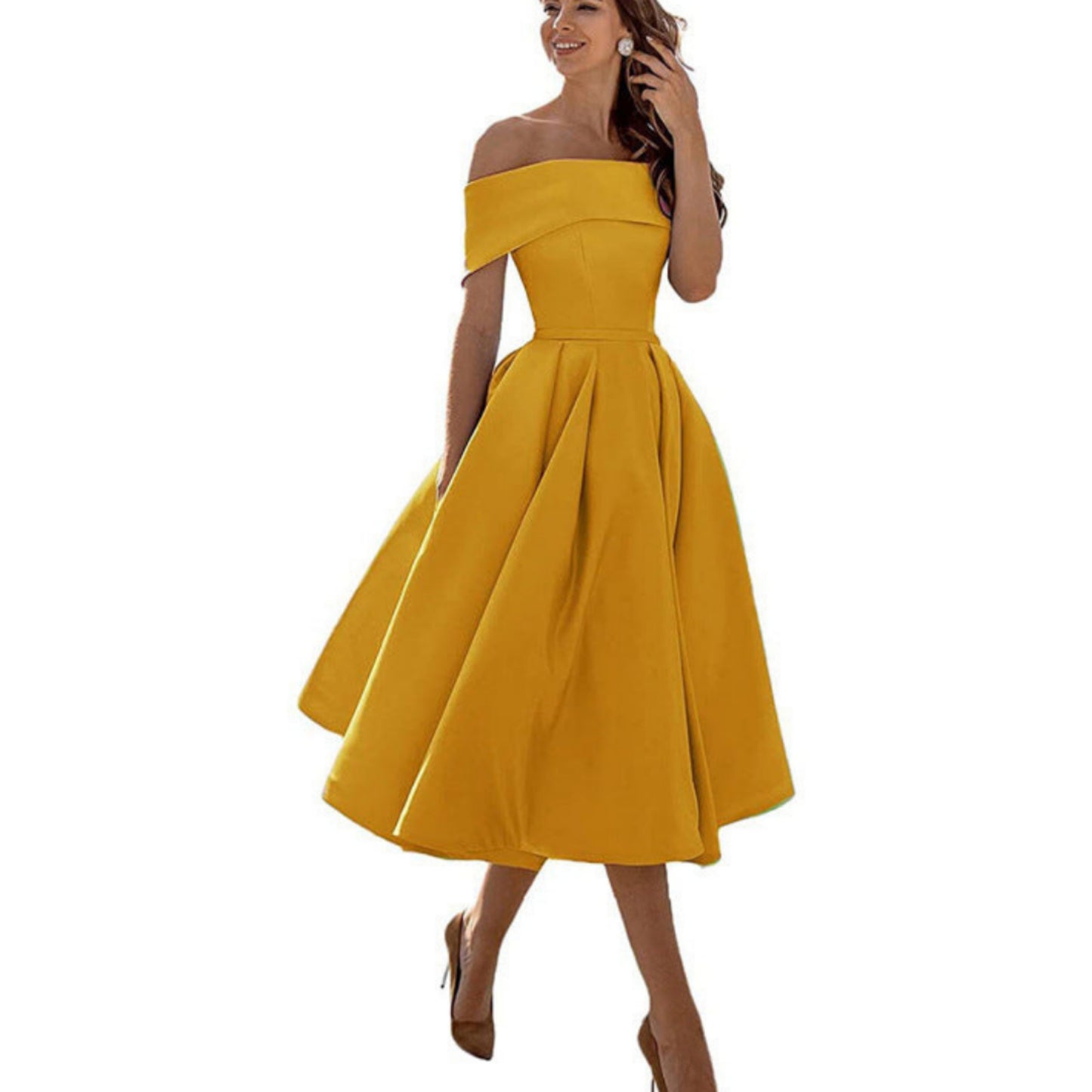 Dames Flared Off-Shoulder Jurk | Elegant