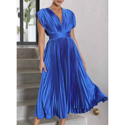 Brechtijna | Dames Maxi Jurk | Geplooide V-Hals