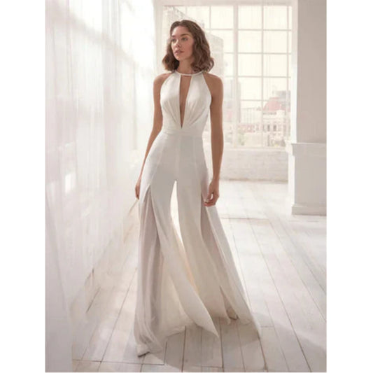 Aaflinde | Dames Halter Jumpsuit | Wijde Pijp