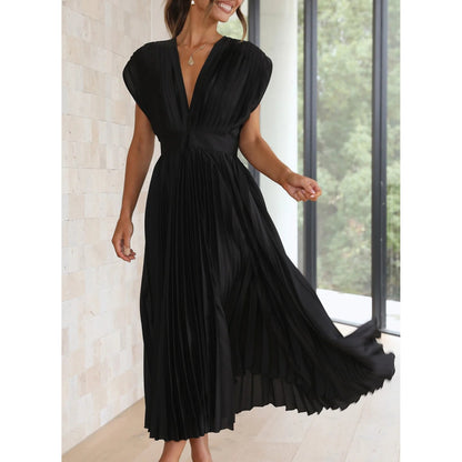 Brechtijna | Dames Maxi Jurk | Geplooide V-Hals