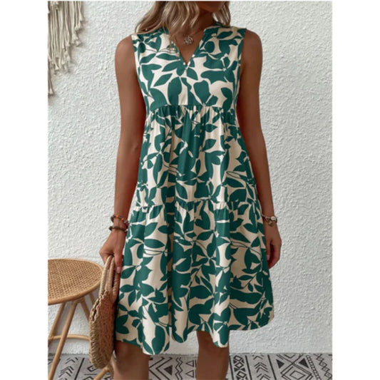 Dames Midi Mouwloze Jurk | Smock