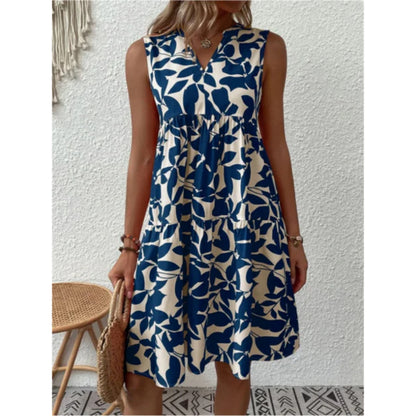 Dames Midi Mouwloze Jurk | Smock