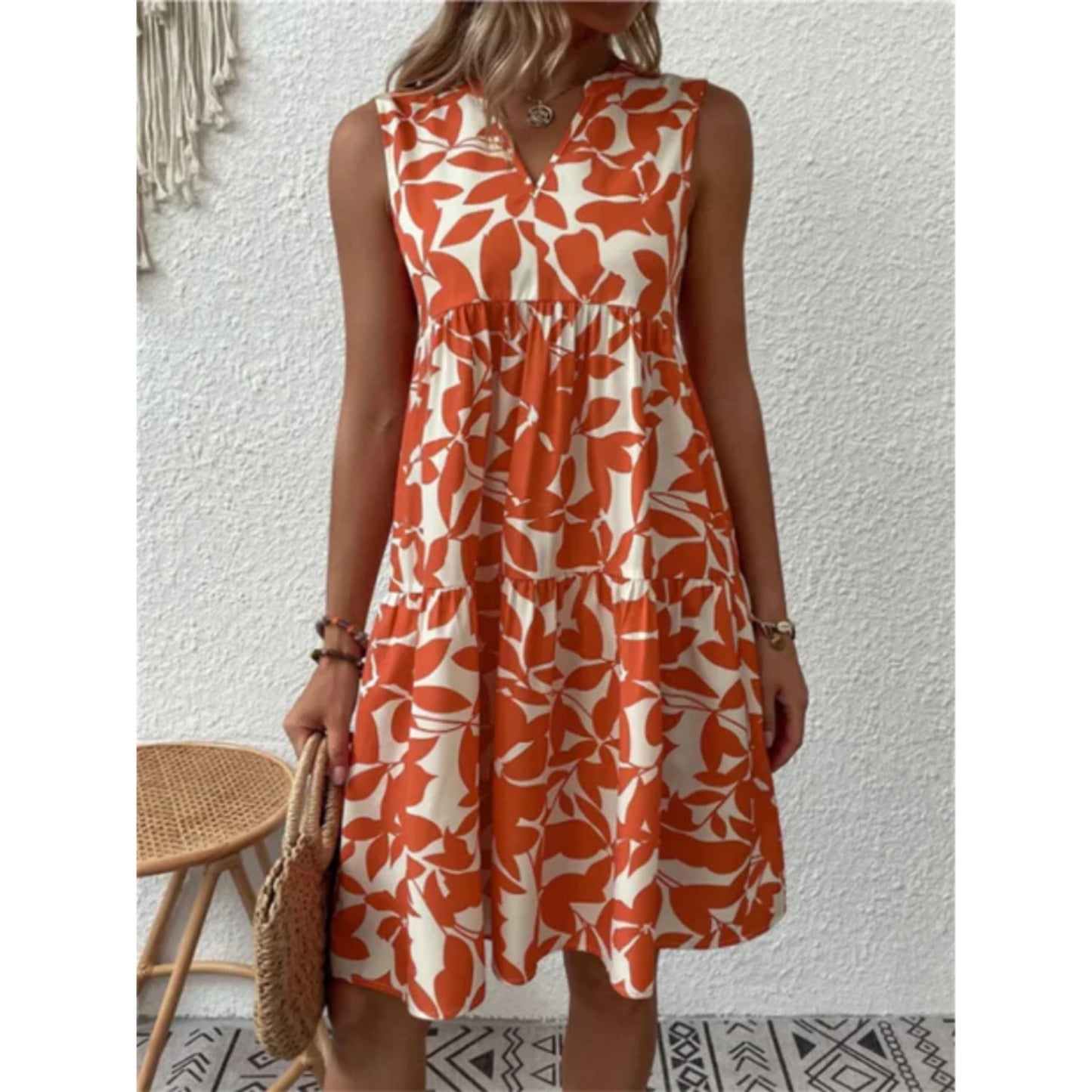 Dames Midi Mouwloze Jurk | Smock