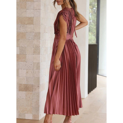 Brechtijna | Dames Maxi Jurk | Geplooide V-Hals