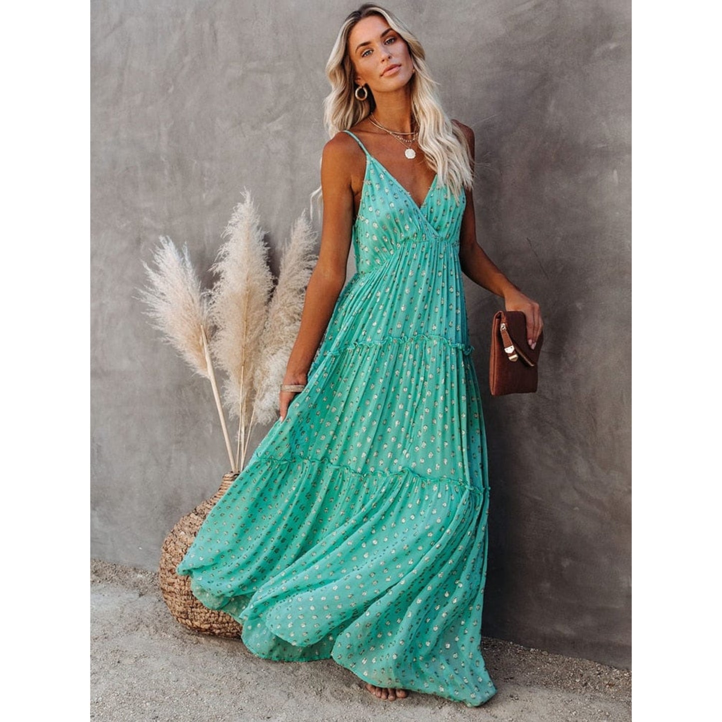 Dames Ibiza Zomer Maxi Jurk | V-Hals Print