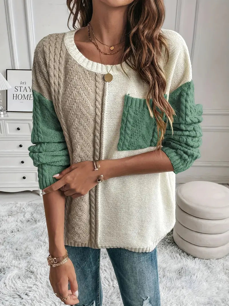 Alexa | Dames Gebreide Patchwork Trui