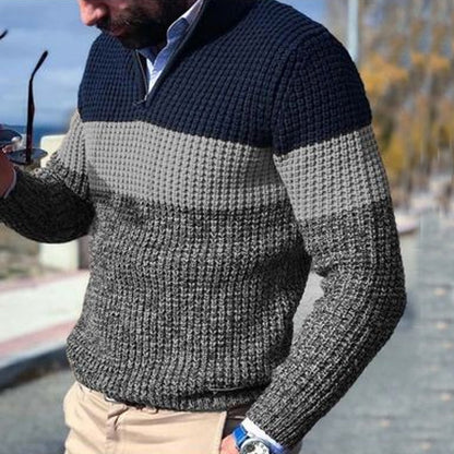 Heren Pullover – Wol – Regular Fit – Half-Zip – Wafelstructuur Breisel