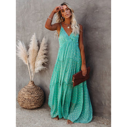Dames Ibiza Zomer Maxi Jurk | V-Hals Print