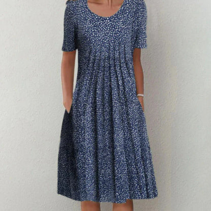 Dames Midi Bloemen Zomer Jurk | Korte Mouw