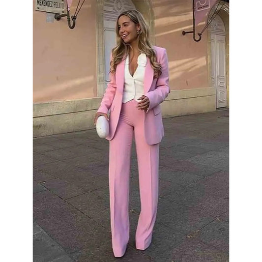 Dames Roze Set | Blazer en Broek