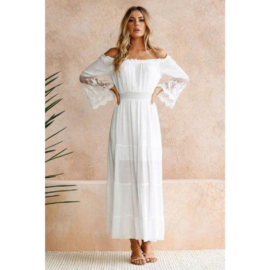 Dames Bohemien Maxi Jurk | Wit