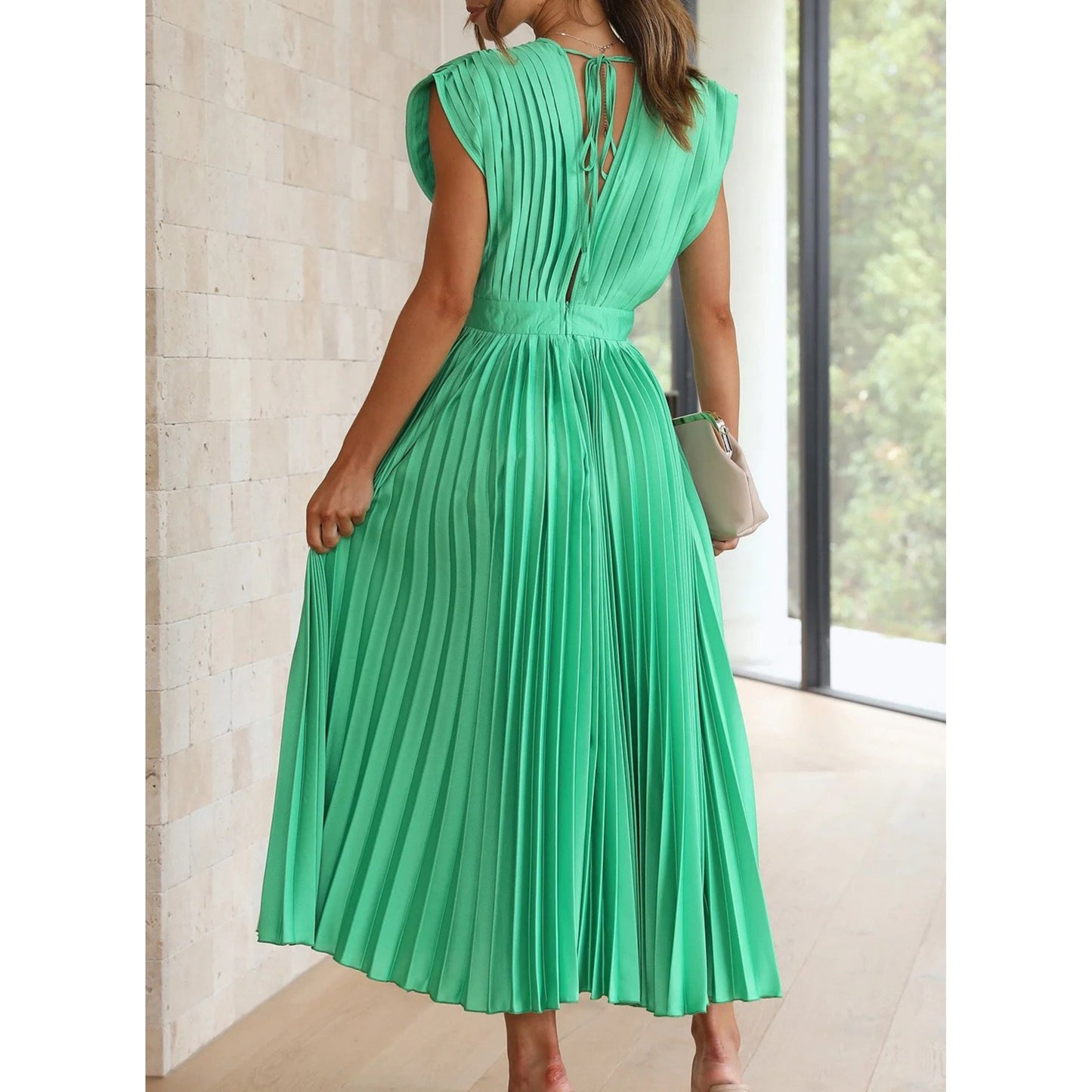 Brechtijna | Dames Maxi Jurk | Geplooide V-Hals