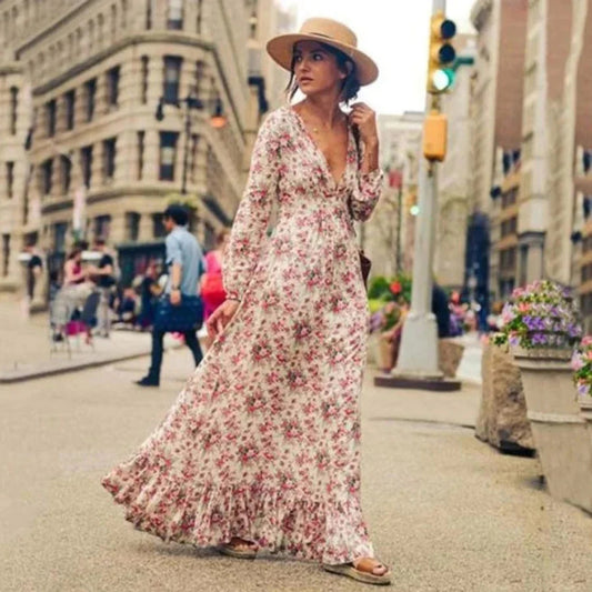 Dames Ibiza Maxi Jurk | Bloemenprint